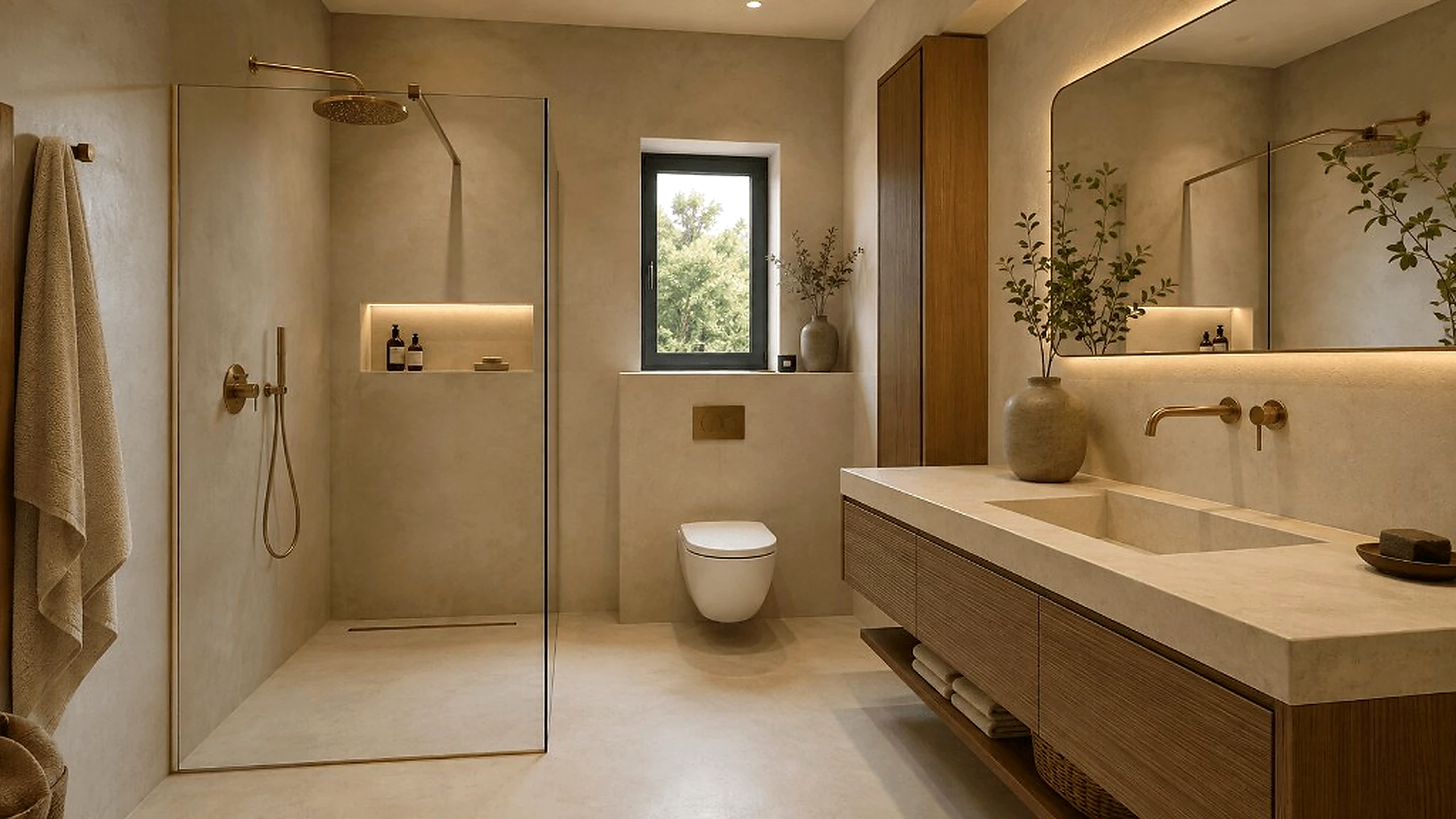 Reforma de baño moderno con ducha de obra en Girona