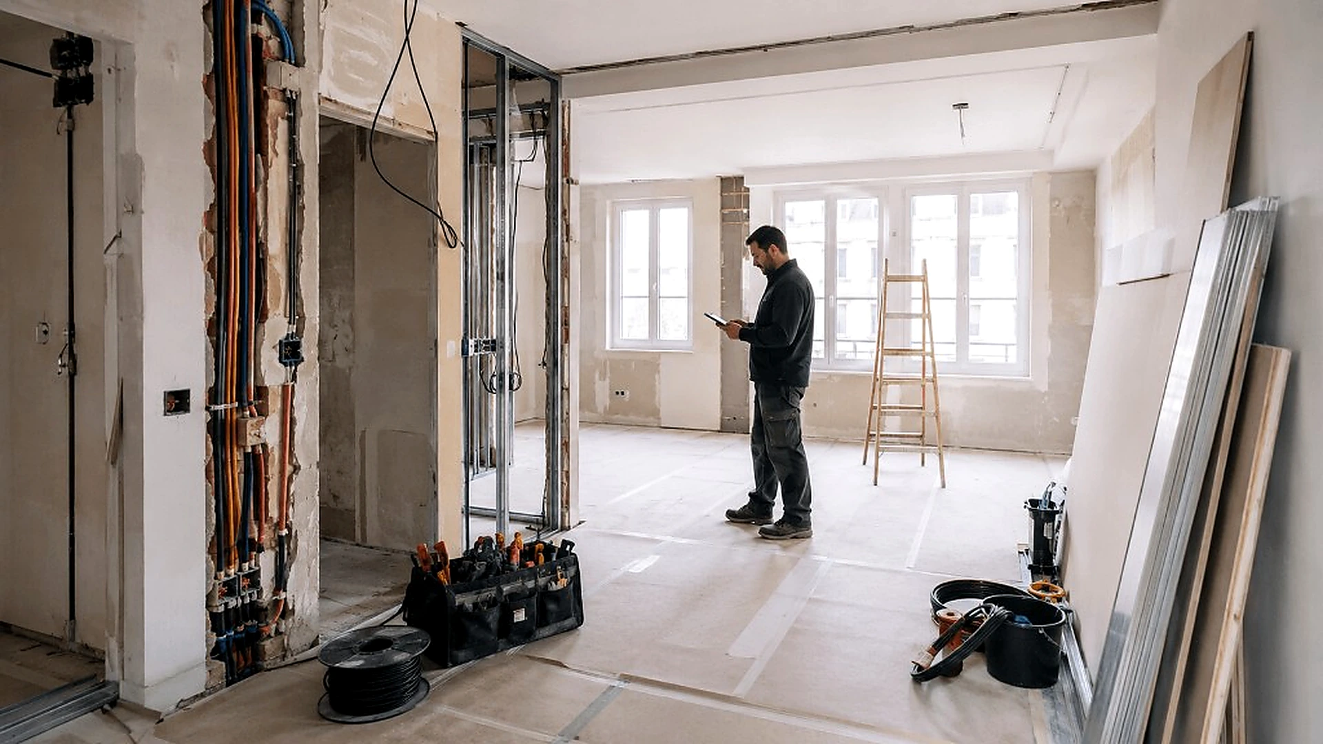Proceso de reforma integral y revisión de obra en una vivienda